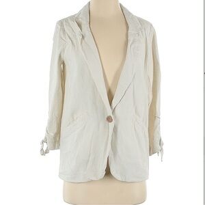 Drew Linen Blazer Beige Size Medium Lined